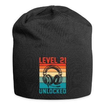 Level 21 freigeschaltet – 21 Jahre Gaming-Geschenk - Jersey-Beanie - Schwarz - Vorne