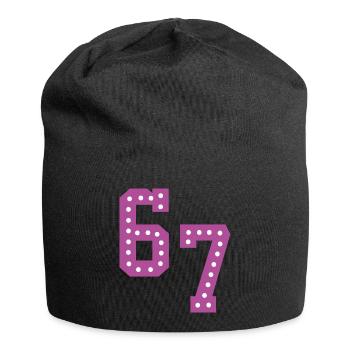 6 7 – Trendy minimalist text design, - Jersey Beanie - black - Front