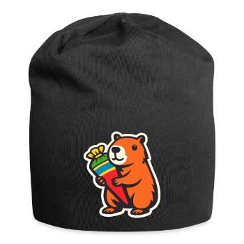 capybara einschulung - Jersey-Beanie - Schwarz - Vorne