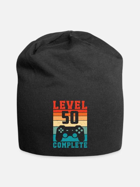 50. Geburtstag Level 50 Complete 50 Jahre Gamer - Jersey-Beanie - Schwarz