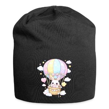 Pastell-Kaninchenballon im Himmel - Jersey-Beanie - Schwarz - Vorne