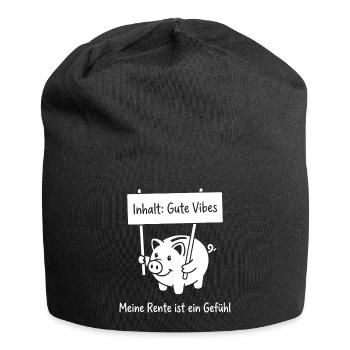 Meine Rente ist ein Gefühl. - Jersey-Beanie - Schwarz - Vorne