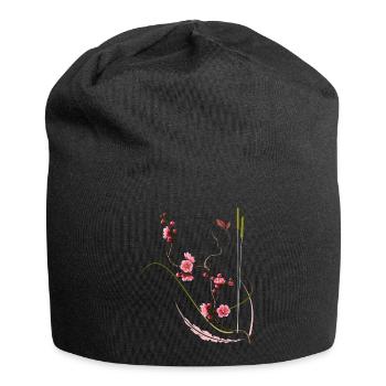Style zen de la fleur de prunier japonaise - Bonnet en jersey - noir - Devant