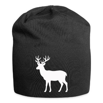 Moonlight Deer Silhouette - Jersey Beanie - black - Front