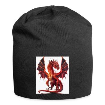 Feuerroter Drachen-Aquarell - Jersey-Beanie - Schwarz - Vorne