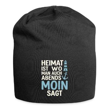 Heimat ist wo man auch abends Moin sagt  - Jersey-Beanie - Schwarz - Vorne
