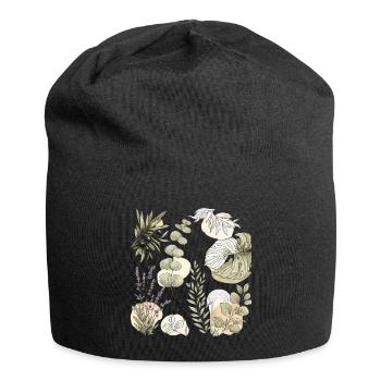 Natürliche Aquarellbotanik - Jersey-Beanie - Schwarz - Vorne
