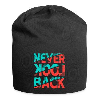 Never Look Back – Retro Typography Statement Design - Jersey Beanie - black - Front