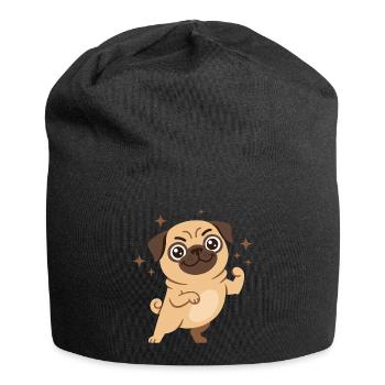 Mops Sternenzauber - Jersey-Beanie - Schwarz - Vorne