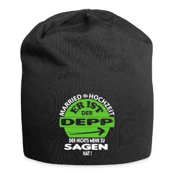 Married Hochzeit Nichts zu sagen Depp Ringe Fun - Jersey-Beanie - Schwarz - Vorne