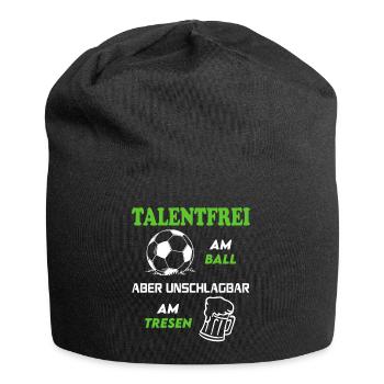 Fußball Fussball Talentfrei am Ball Tresen Bier - Jersey-Beanie - Schwarz - Vorne
