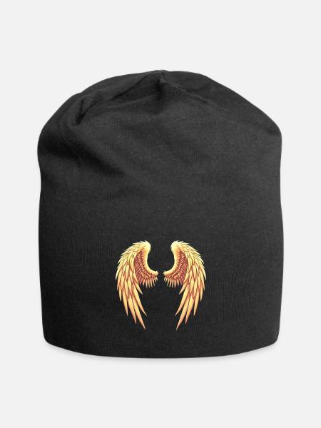 Goldene Engelsflügel - Jersey-Beanie - Schwarz
