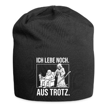 Ich lebe noch. Aus Trotz. - Sensenmann und Opa - Jersey-Beanie - Schwarz - Vorne