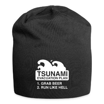 Tsunami-Evakuierungsplan - Jersey-Beanie - Schwarz - Vorne