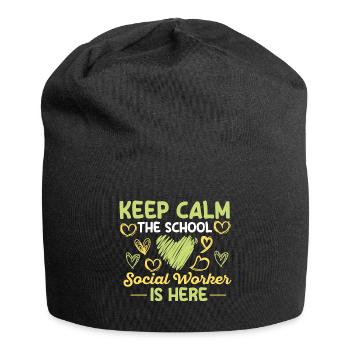 Keep Calm Sozialarbeiter Social Worker Betreuer - Jersey-Beanie - Schwarz - Vorne