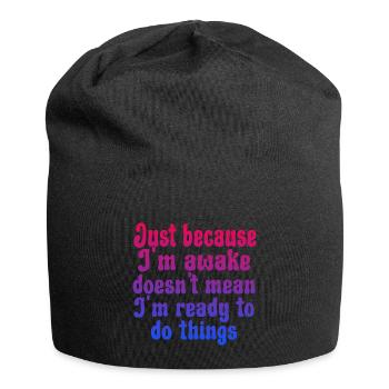 Just Because I'm Awake Funny Retro Procrastination - Jersey-Beanie - Schwarz - Vorne