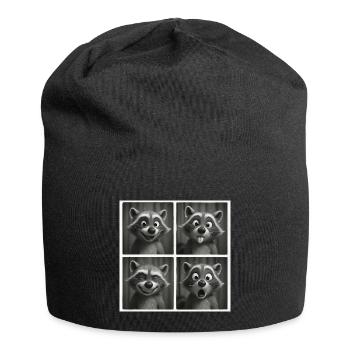 Photobooth Photo Raccoon Funny Faces - Jersey Beanie - black - Front