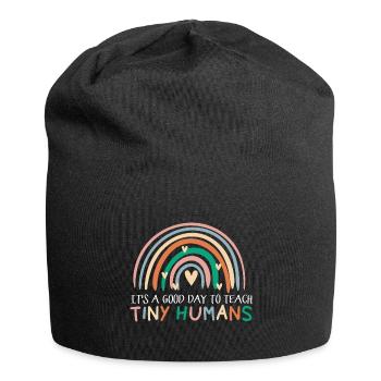 It's A Good Day To Teach Tiny Humans Kindergarten - Jersey-Beanie - Schwarz - Vorne