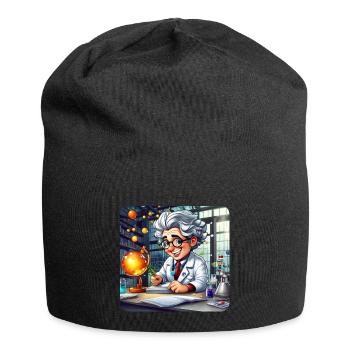 Cute professor with white hair and glasses - Jersey Beanie - black - Front
