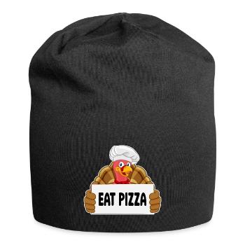 Drôle de dinde de Thanksgiving Mangez de la pizza Adulte végétalien - Bonnet en jersey - noir - Devant