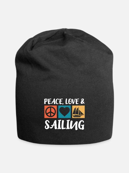 Segeln Peace Love Sailing Segler Segelschiff - Jersey-Beanie - Schwarz