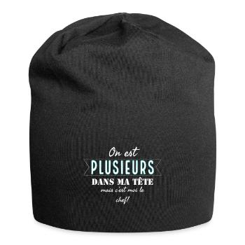 On est plusieurs dans ma tête mais c'est moi le... - Bonnet en jersey - noir - Devant