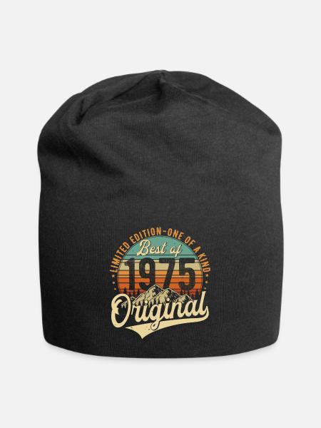 Original 1975 Vintage Jahrgang Geburtstag Retro - Jersey-Beanie - Schwarz