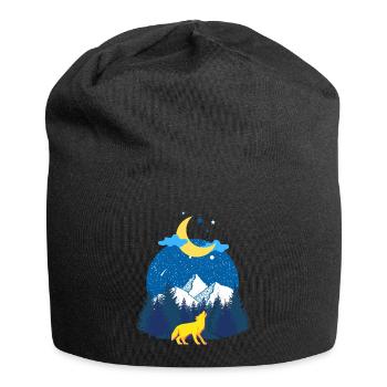 Winter dreams! The Wolf and the Moon - Jersey Beanie - black - Front