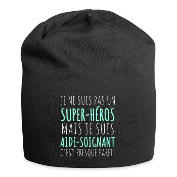 Aide-soignant super héros humour aide soignant - Bonnet en jersey - noir - Devant