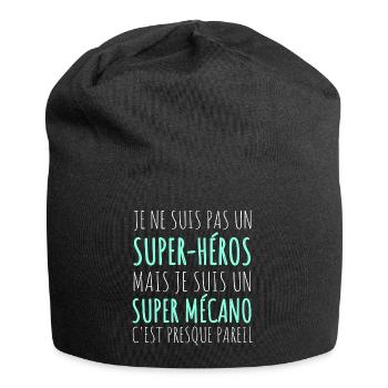 Mécanicien super-héros humour mécanique cadeau - Bonnet en jersey - noir - Devant