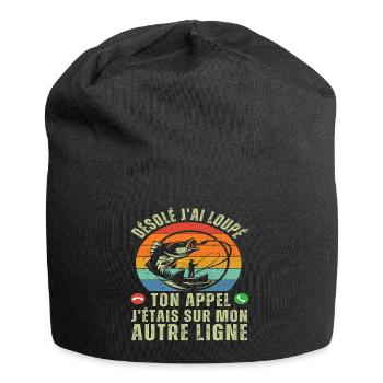 J' étais sur mon autre ligne humour pêche cadeau - Bonnet en jersey - noir - Devant