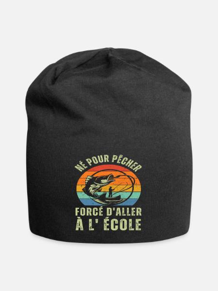 Né pour pêcher humour pêcheur enfant vintage rétro - Bonnet en jersey - noir