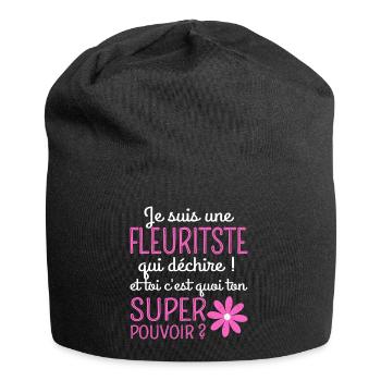 Une fleuriste qui déchire humour femme fleuriste - Bonnet en jersey - noir - Devant