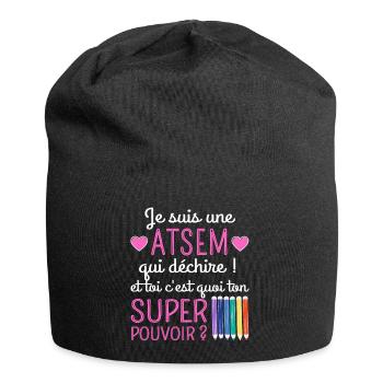 Atsem super pouvoir humour atsem cadeau - Bonnet en jersey - noir - Devant