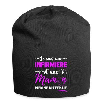Infirmière et maman cadeau pour mère infirmiere - Bonnet en jersey - noir - Devant