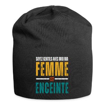 Soyez gentille ma femme est enceinte humour cadeau - Bonnet en jersey - noir - Devant