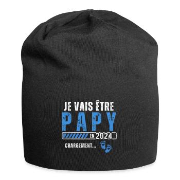 Je vais être papy en 2024 annonce naissance cadeau - Bonnet en jersey - noir - Devant