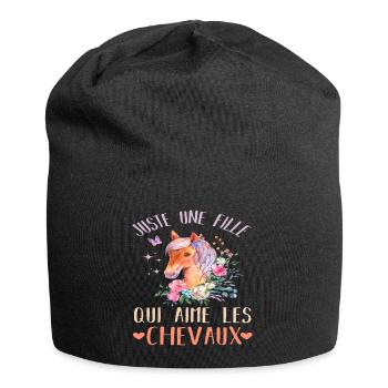 Juste une fille qui adore les chevaux cadeau - Bonnet en jersey - noir - Devant