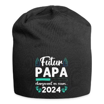 Futur papa 2024 annonce naissance cadeau pour père - Bonnet en jersey - noir - Devant