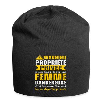 Warning propriété privée humour couple St Valentin - Bonnet en jersey - noir - Devant