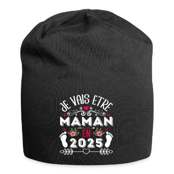 Je vais être maman en 2025 annonce naissance bébé - Bonnet en jersey - noir - Devant