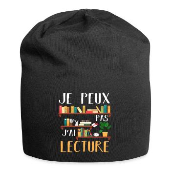 Je peux pas j' ai lecture humour livres cadeau - Bonnet en jersey - noir - Devant