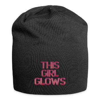 80's This Girl Glows Retro Neon Party - Jersey Beanie - black - Front