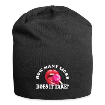Adult Joke How Many Licks Does It Take Retro - Jersey Beanie - black - Front