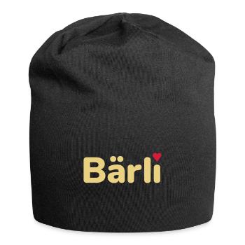 Bärli (Herz als i-Punkt) - Jersey-Beanie - Schwarz - Vorne