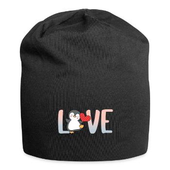 Pingouin Valentine’s Day Heart Love Gift Idea - Bonnet en jersey - noir - Devant