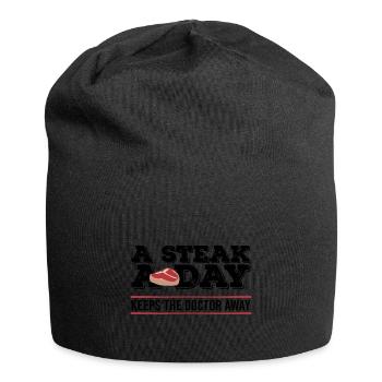 Steak A Day Funny Diet Anti-Vegan - Jersey Beanie - black - Front