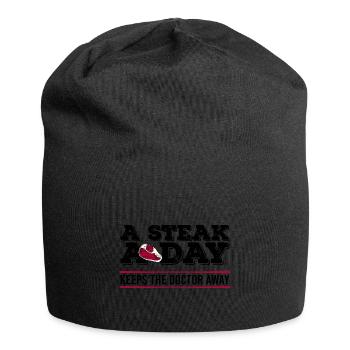 Steak A Day Funny Diet Anti-Vegan - Jersey Beanie - black - Front