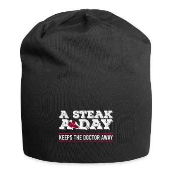 Steak A Day Funny Diet Anti-Vegan - Jersey Beanie - black - Front