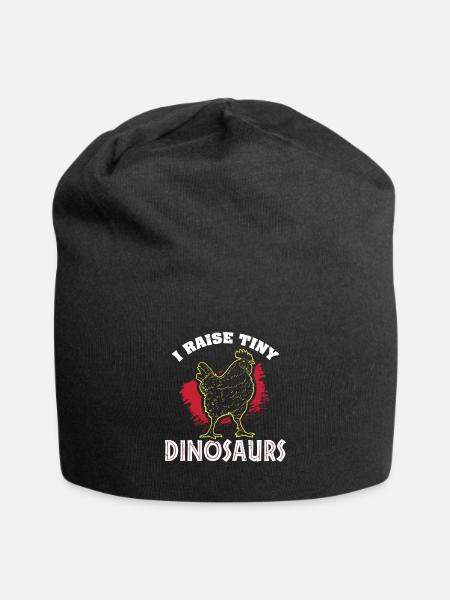 Chicken I Raise Tiny Dinosaurs Gift - Jersey Beanie - black